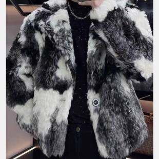 帅气加V厚棉衣男士 皮草外套毛绒夹克冬季 大 潮流保暖时尚 2023新款