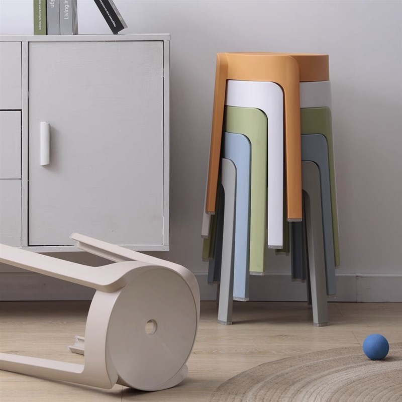 凳子家用加厚塑料凳旋风凳u风车凳结实耐用圆凳可叠放餐椅备用凳