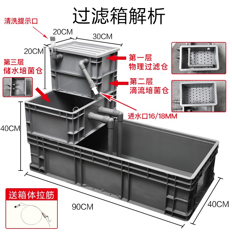 养龟箱乌龟缸带晒台大型免换水周转箱家用养龟鱼混养沼Z泽生态过