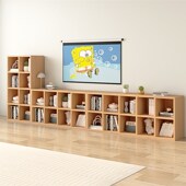 实木书架落地置物架书柜简易家z用八格柜子自由组合收纳矮格子柜