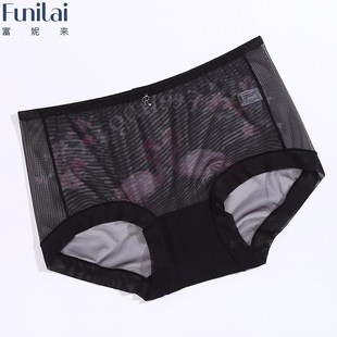 新款 超O薄款 印花女三角 女无痕纯棉裆网纱夏季 富妮来性感蕾丝内裤