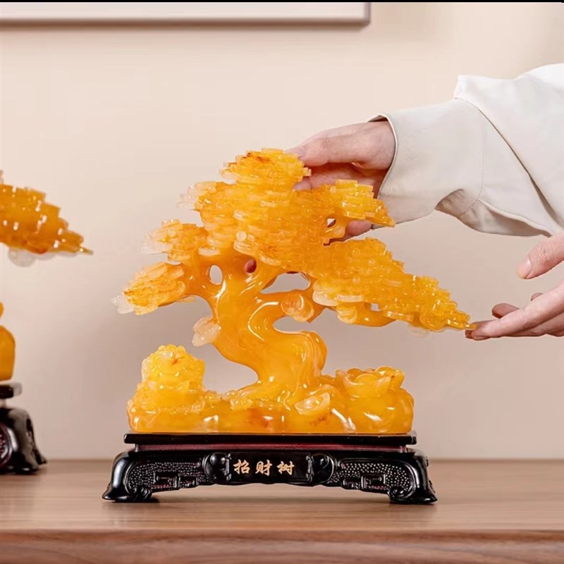 发财树摆件摇h钱树招财金蟾客厅酒柜家居装饰品公司酒店开业礼品