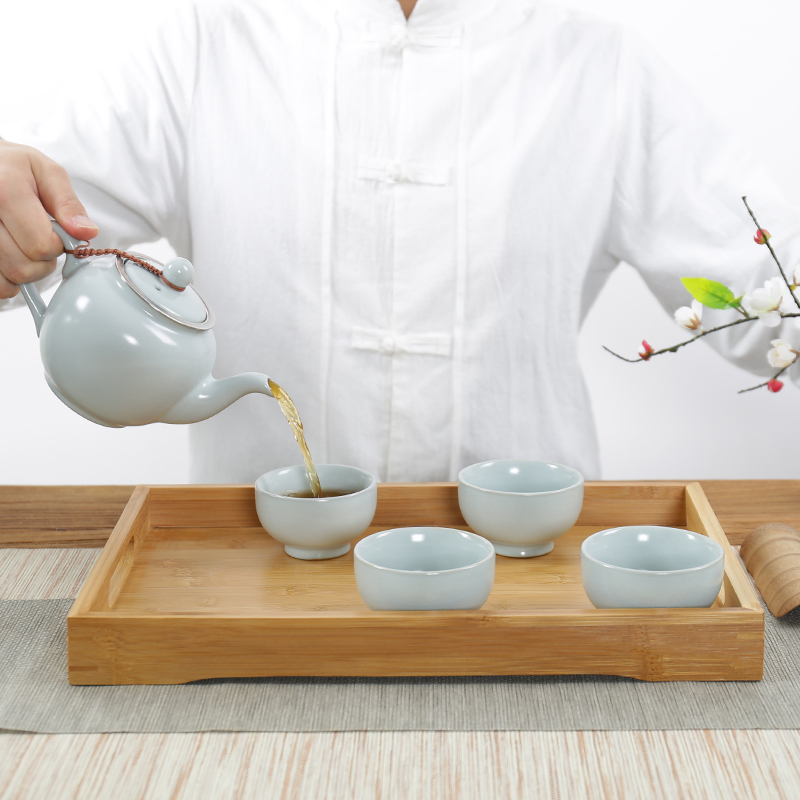 汝窑过滤茶壶陶瓷大号开片红茶冲泡茶器带过O滤网家用单壶茶杯套