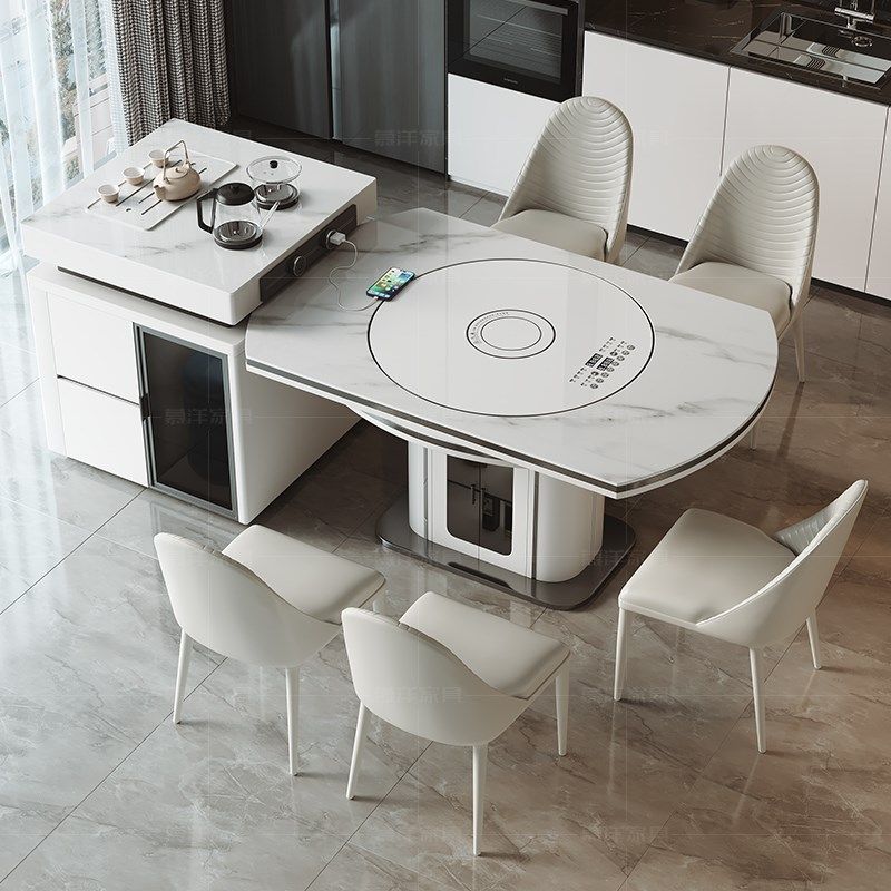 2025新款岩板岛台餐桌椅子组合一体小户型家用可T伸缩折叠带电磁,住宅家具,岛台餐桌,淘宝优惠券,粉丝福利购,淘宝优惠卷