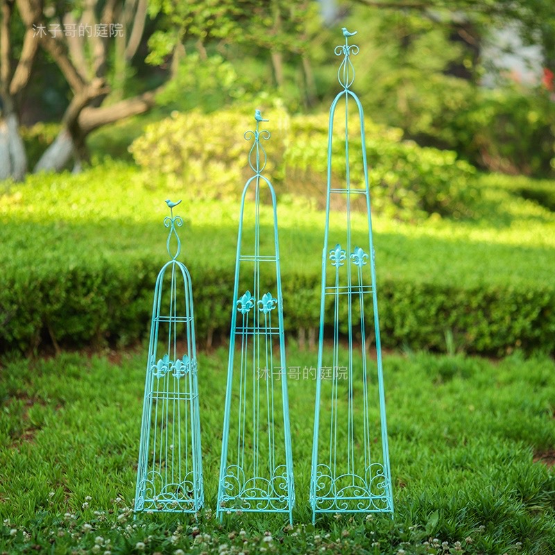 沐子哥庭院铁线莲月季爬藤做旧锥形欧式做P旧园艺花架铁艺藤本