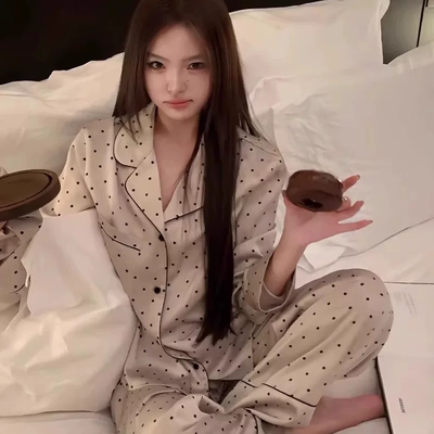 睡衣女款夏冰丝缎面女高