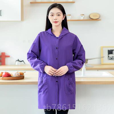 高档袖女时防水罩长衣大围裙家用厨房尚新款做饭防油外套薄款工作