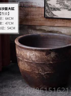 高档御三泥店陶瓷大水缸鱼缸斑驳复做酒旧仿青铜庭院门古海民宿室