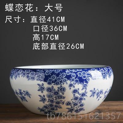 高档景德镇陶瓷缸包邮手龟绘面大号家居摆件养金桌鱼缸乌睡鱼莲荷