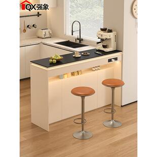 轻奢岩板岛台隔断柜吧台桌家用客厅沙发后长条桌背柜岛台柜子E86