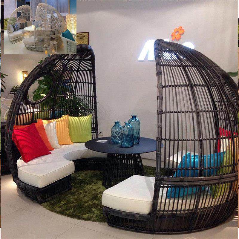创意露天藤床大圆床户外沙发躺床别墅藤编圆床沙滩床鸟笼躺床,住宅家具,户外沙发,淘宝优惠券,粉丝福利购,淘宝优惠卷