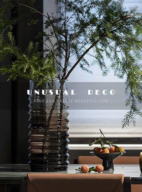 UNUSUAL 轻奢欧式现代样板间渐变棕层叠玻璃花器客厅玄关花瓶摆件