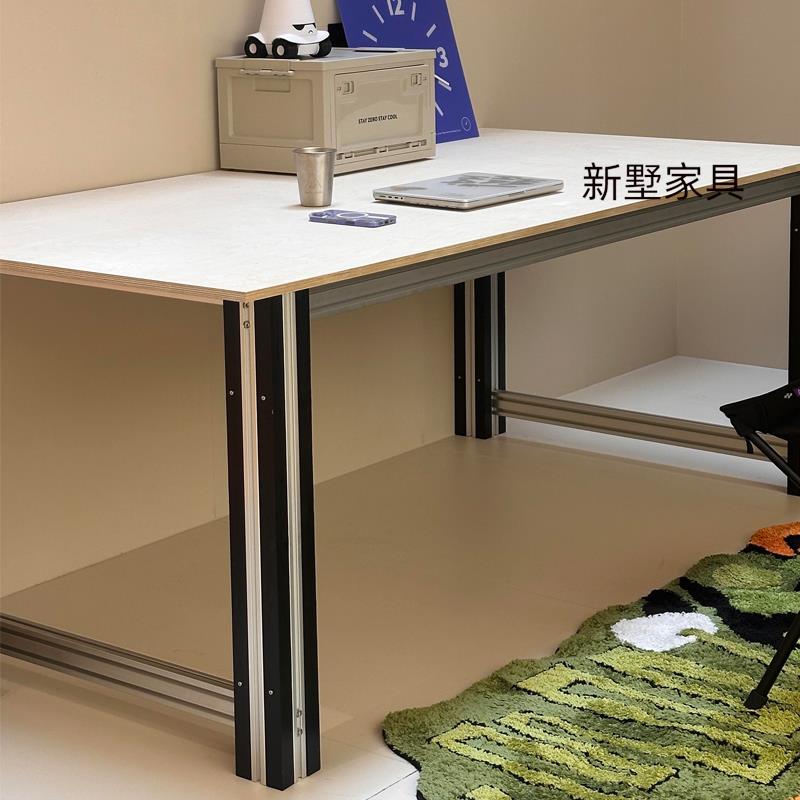 海洋板桦木书桌简约铝型材会议桌电脑桌创意长桌办公桌工业风桌子
