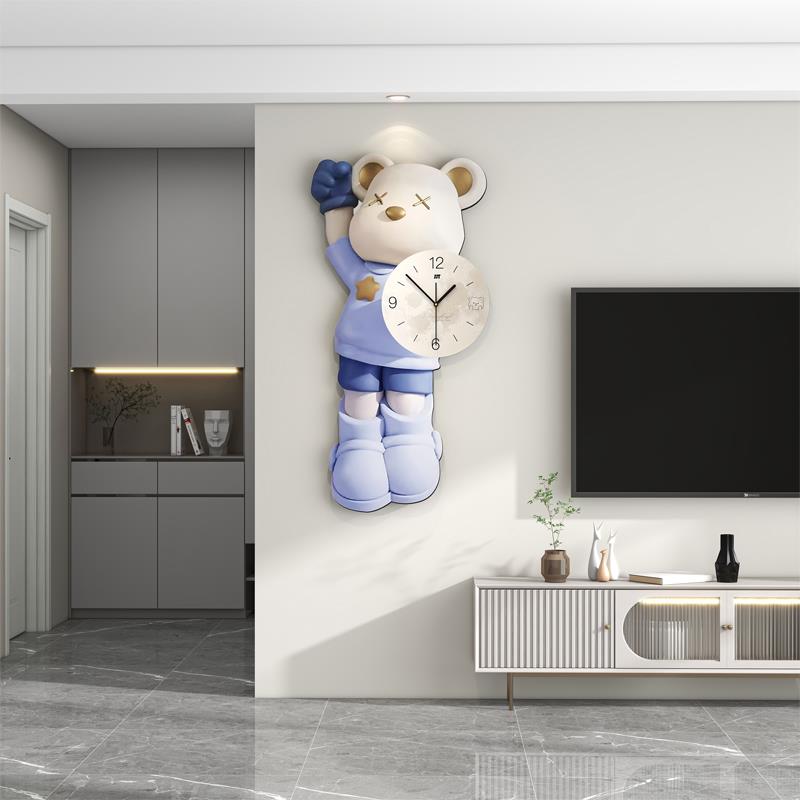 新暴力熊钟表挂钟创意钟儿童客厅家用餐厅装饰画简约现代房表时钟