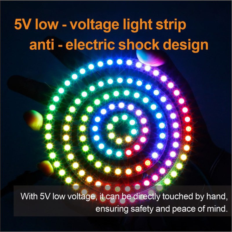 幻彩5V WS2812 全彩天使眼圆环灯低压 5050RGB汽车装饰灯条跑马灯