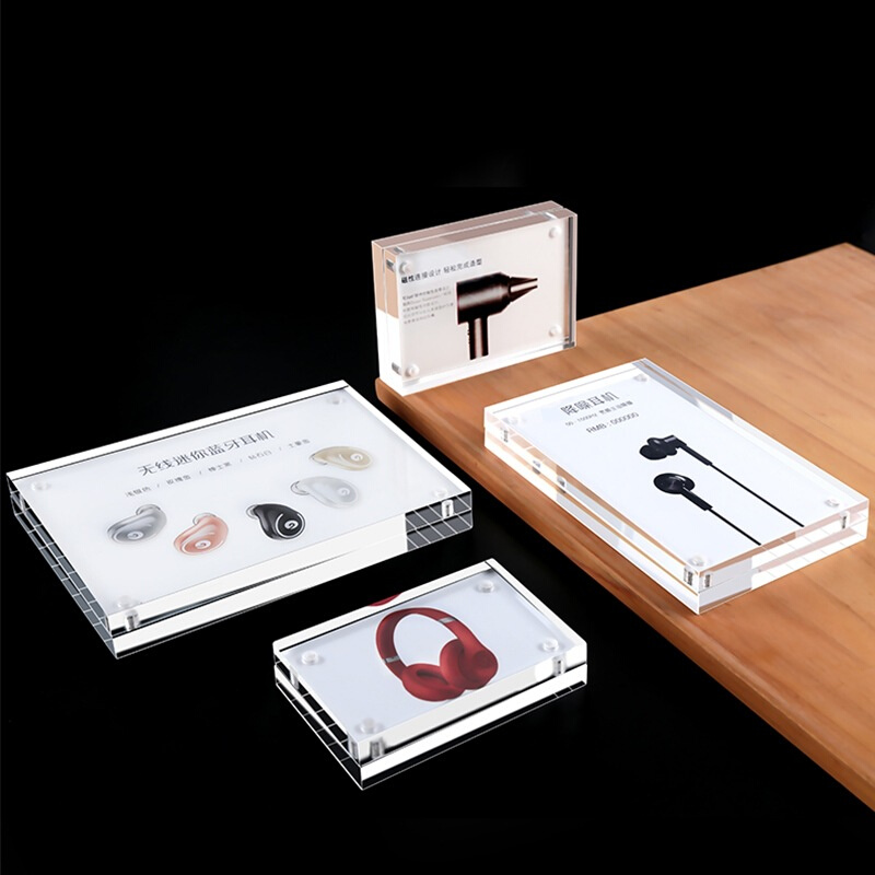 亚克力吸磁卡砖相框摆台5678寸A5台卡价签展示牌磁吸磁吸展示牌