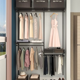 精选Delile黑色金属衣柜面墙低碳钢衣架环保储物架材料定制配件简