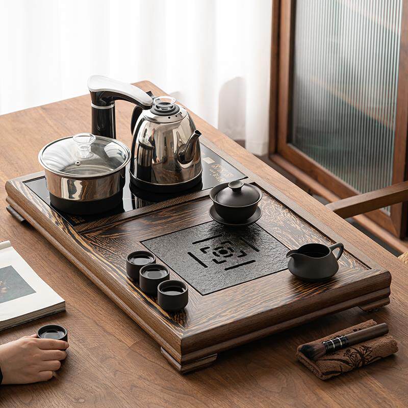 鸡翅木茶盘电磁炉一体自动 功夫茶具套装办公家用乌金石茶海茶台