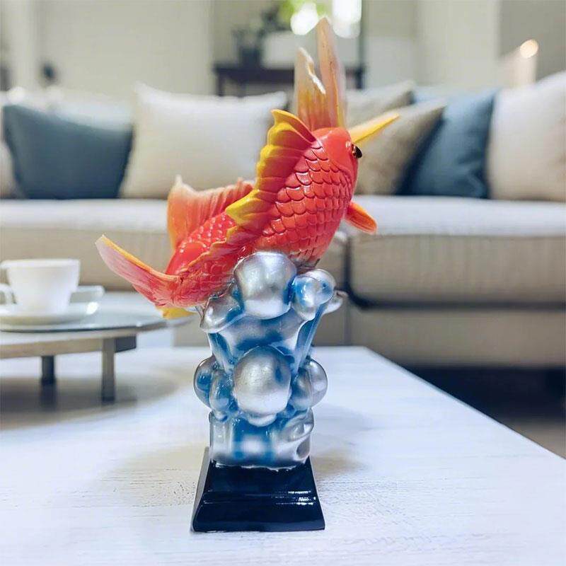 (宏赫宠粉)客厅酒柜办公室招财纳福乔迁金鱼装饰品