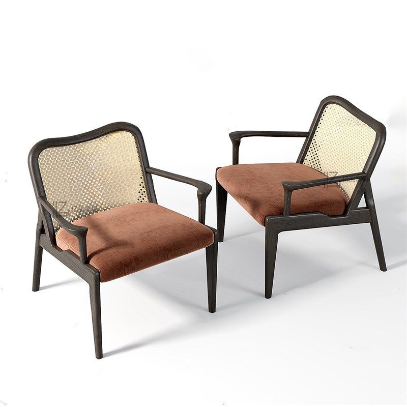 精选新中式实木沙发椅中古风单人椅样板房会所藤编休闲 椅侘,住宅家具,沙发椅,淘宝优惠券,粉丝福利购,淘宝优惠卷