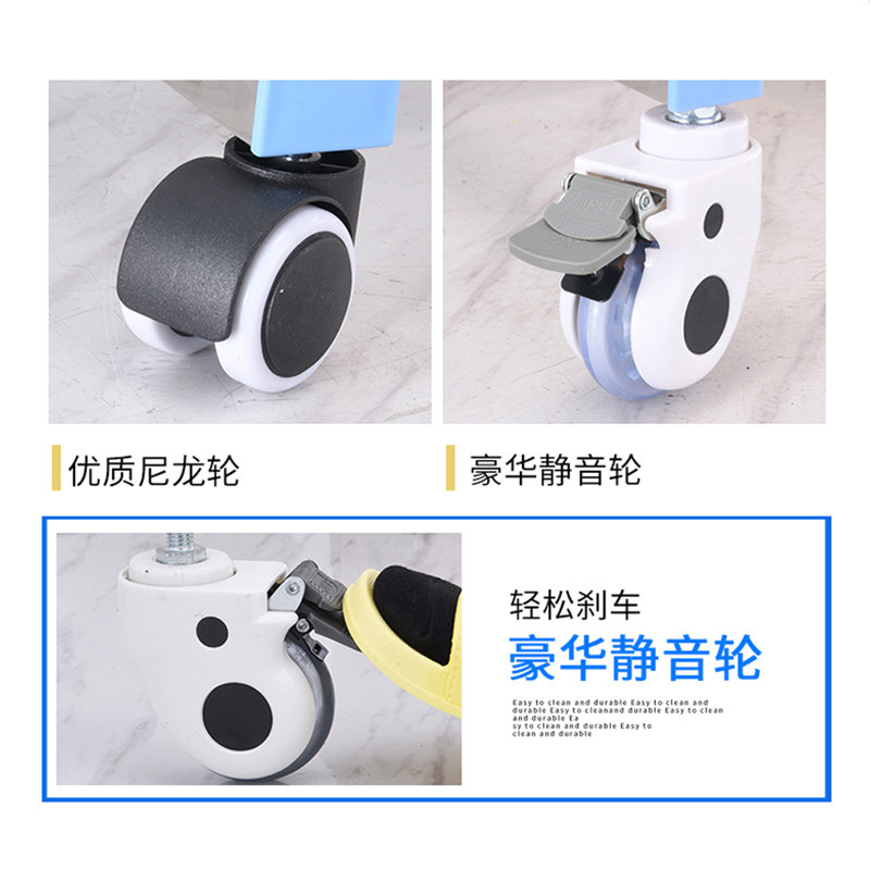 304医用托盘架加厚工具车双盘双桶三层器械车手术托盘推车不锈钢