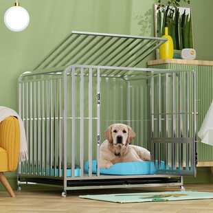 不锈钢折叠狗笼子围栏带厕所边牧方管室内外中型犬可接粪中小型新