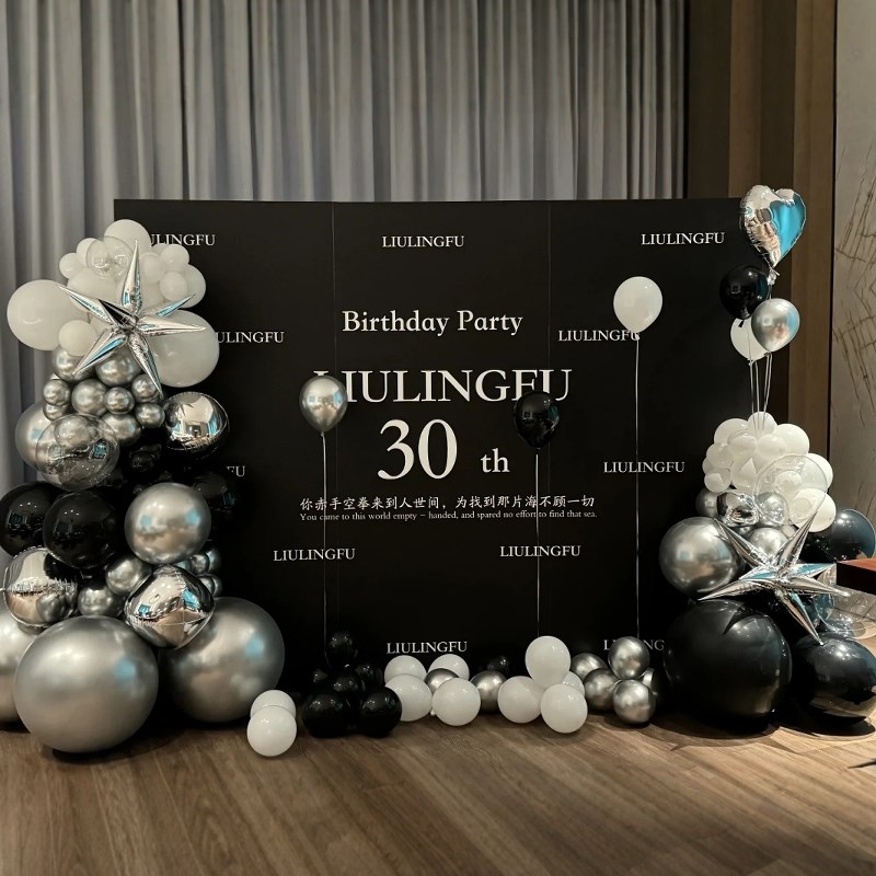 男士老公30岁生日场景布置装饰男孩18岁成人礼36岁气球背景墙kt板