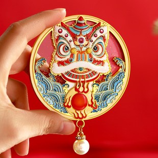 醒狮金属浮雕流沙冰箱贴 广东省博物馆中国风文创旅游纪念品定制