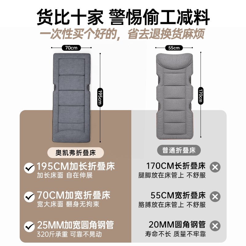 奥凯弗折叠床办公室单人床午休躺椅家用简易便携行军床成人小午睡