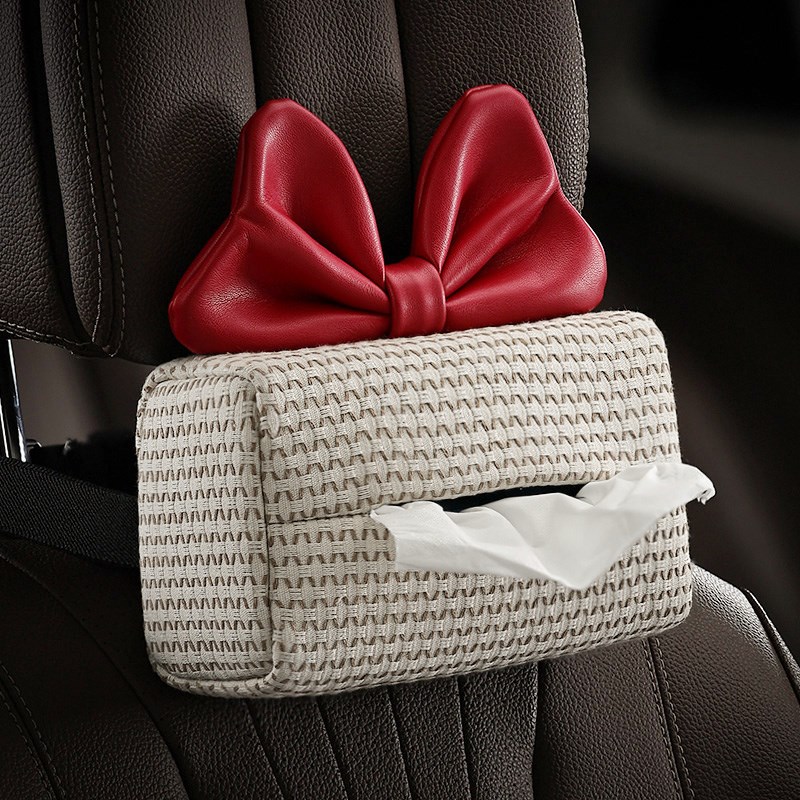 八织纹汽车纸巾盒高级车载抽纸盒椅背挂式纸巾包车内装饰用品大全