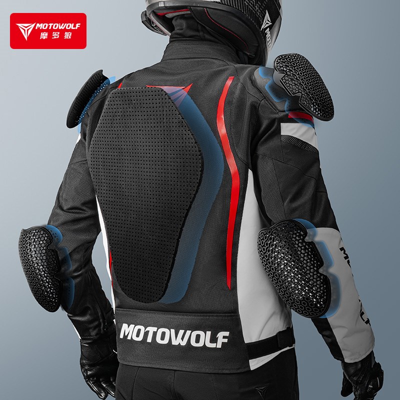 摩多狼春夏摩托车赛车服机车骑士护具骑行服防摔透气上衣摩旅装备