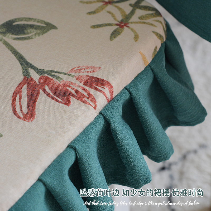 美式坐垫餐椅垫田园风格透气防滑可拆洗屁垫座垫定制餐桌凳子垫子