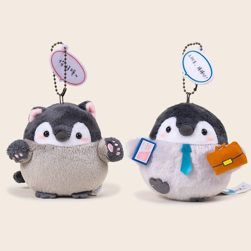 Jinnew潮酷可爱江湖侠客毛绒小企鹅公仔书包包挂件钥匙扣男生礼物