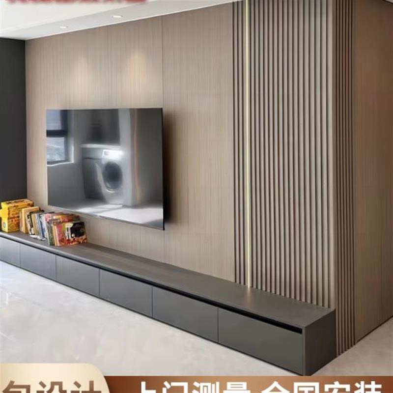 木饰面格栅背景墙客厅沙发竹木纤维电视背景墙碳晶板护墙板装饰板