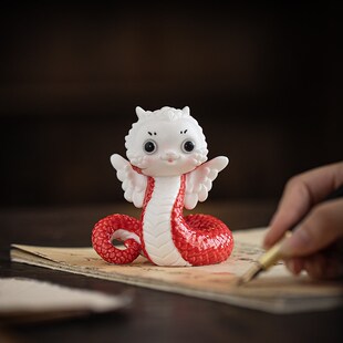 创意生肖蛇年动物小蛇陶瓷工艺品摆件小手办春节公司年会礼品定制