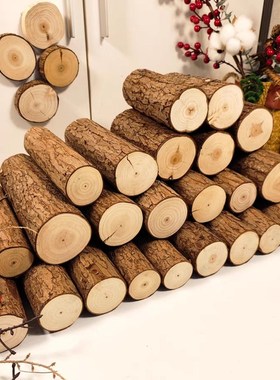 香杉木柴装饰原木壁炉取暖木头背景墙客厅装饰民宿木材摆件道具木