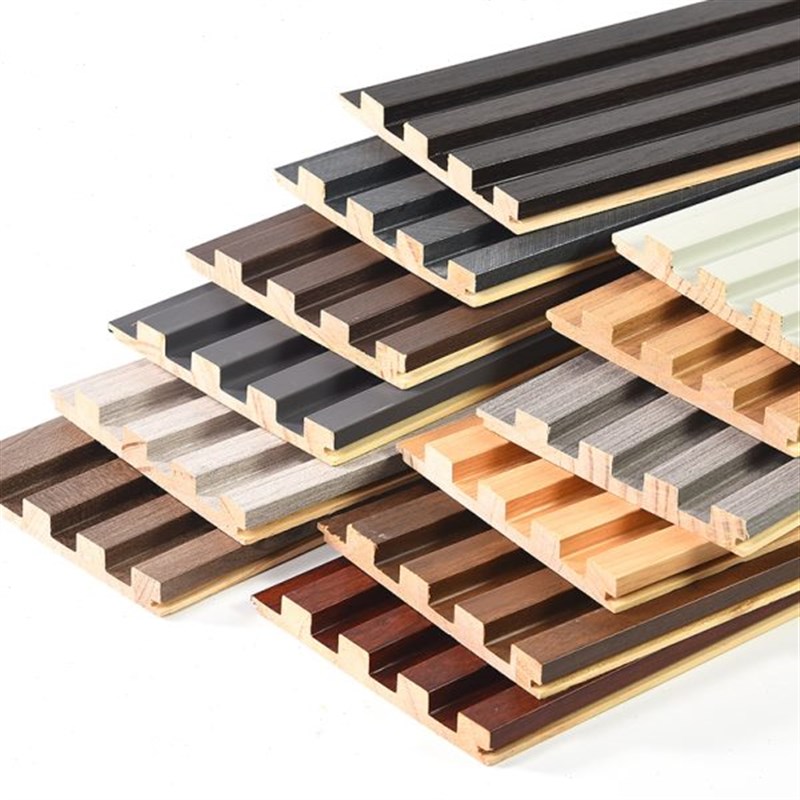 肤感色系实木格栅条轻奢凹凸形电视背景展客厅装饰护墙木饰长城板