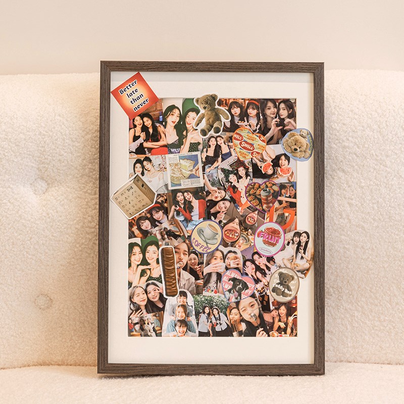 情侣拍立得实木拼图相框摆台定制diy洗照片周年纪念闺蜜生日礼物