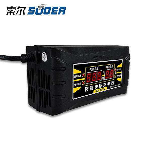 汽车摩托车电瓶充电器12V 索尔1206D充电器 12伏智能脉冲自动修覆