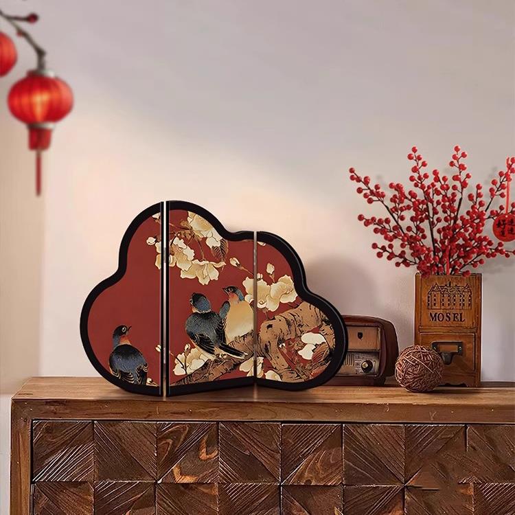 新中式中叶风格门厅装饰屏风客厅电视柜家居高端小众桌面装饰