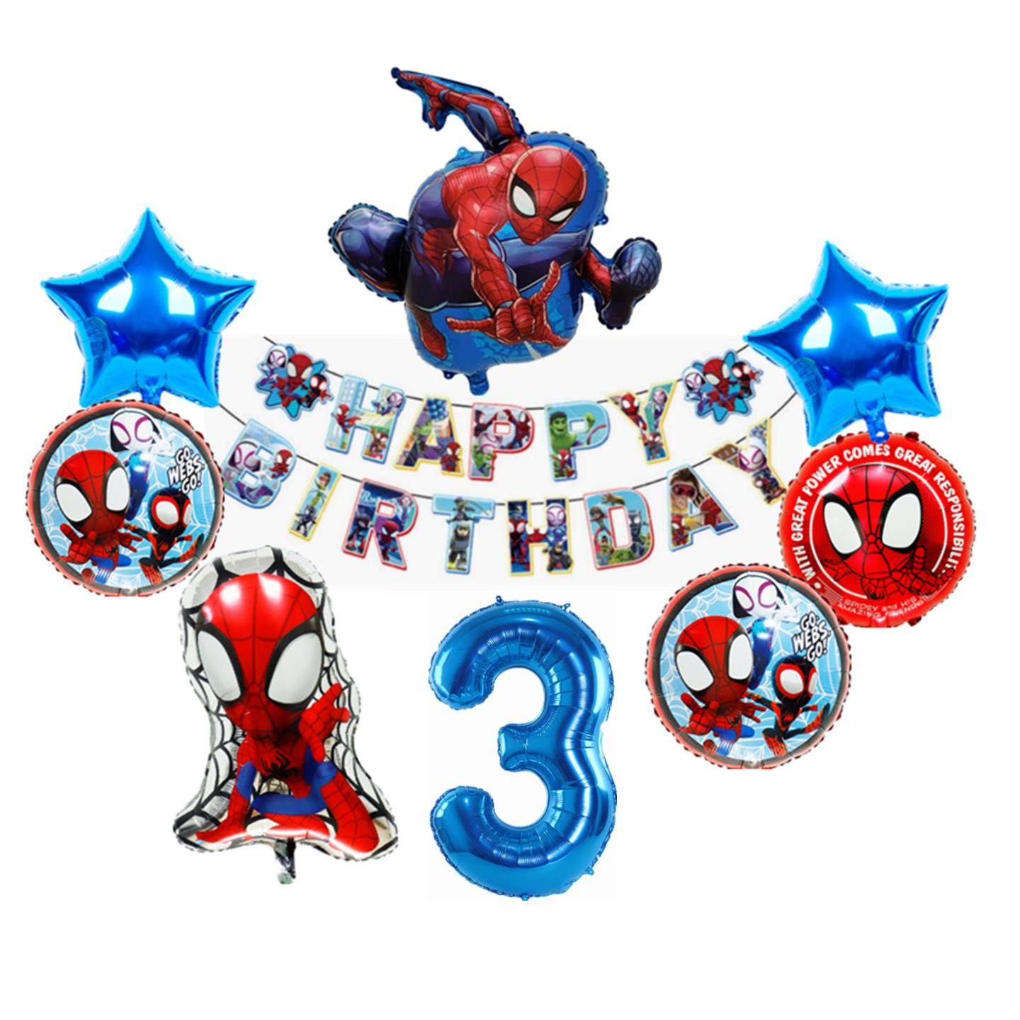 男孩子4周岁宴蜘蛛侠和他的朋友们主题生日派对布置铝膜卡通气球