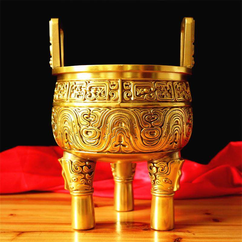 铜鼎摆件纯铜三足鼎香炉鼎盛千秋圆鼎大号克鼎办公室开 业礼品