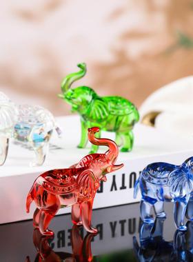 彩色新款水晶大象摆件客厅办公室水晶摆件玻璃工艺品开业乔迁礼物