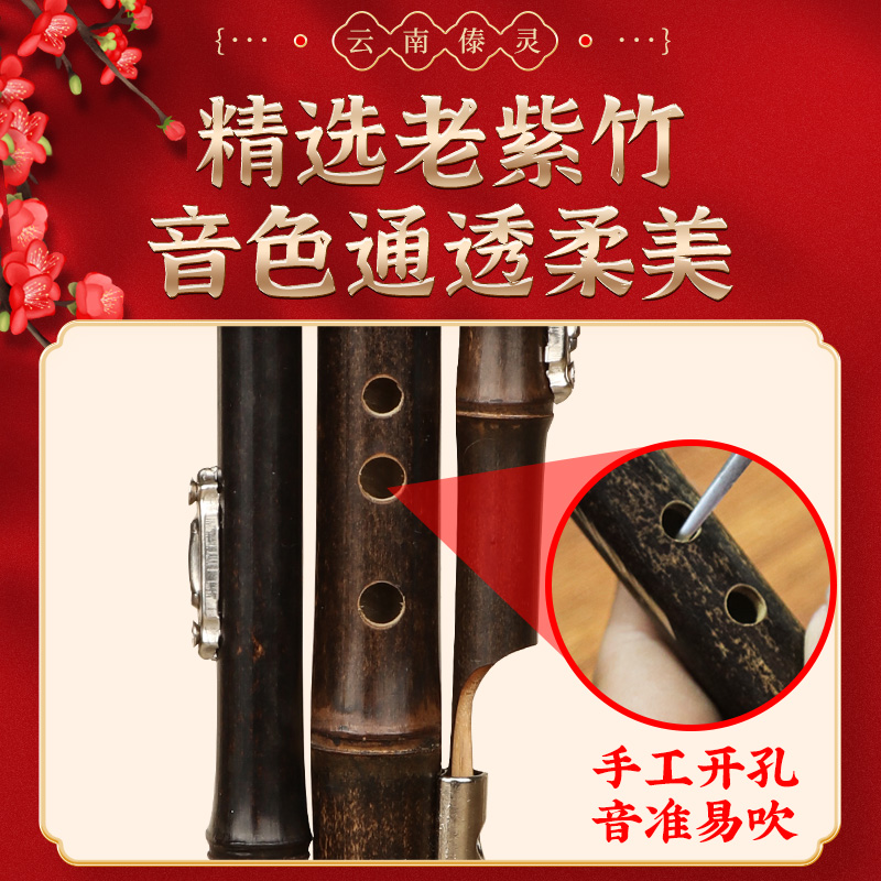 葫芦丝乐器C调学生初学降xB儿童成人演奏型防摔紫竹葫芦丝