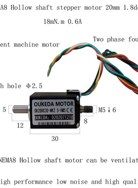 OK20HC30-NK2.5-HM5 NEMA8 Mounter motor 20mm With M5 thread