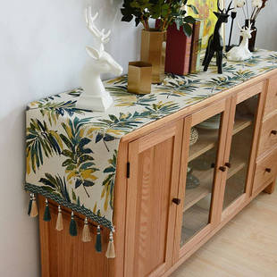 美式电视柜桌布玄关边柜鞋柜盖布巾桌子垫子美式棉麻长方形茶几布