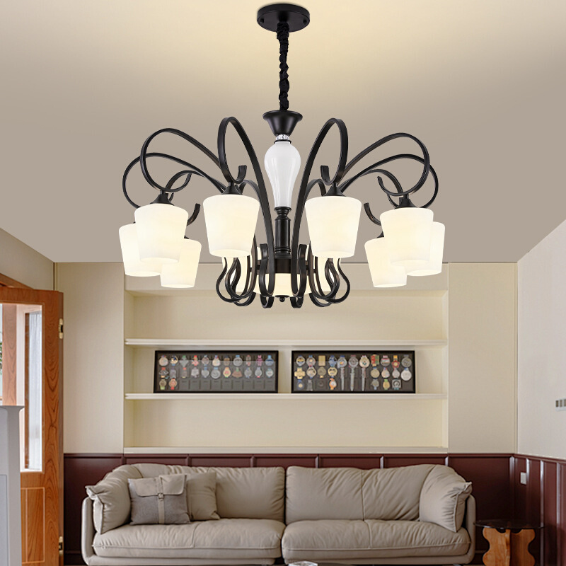 地中海风格吊灯欧式客厅灯餐厅灯卧室灯美式田园彩色灯罩装饰灯具