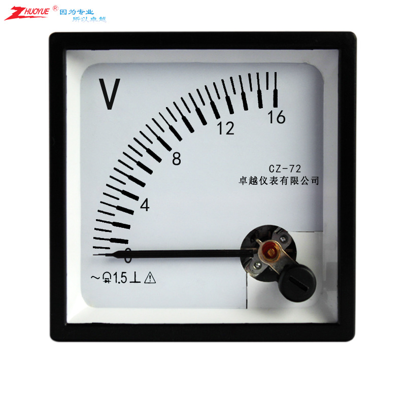 指针励磁交流、直流电压表CZ-72/SQ-72/89C2 DC16V AC16V开孔68mm