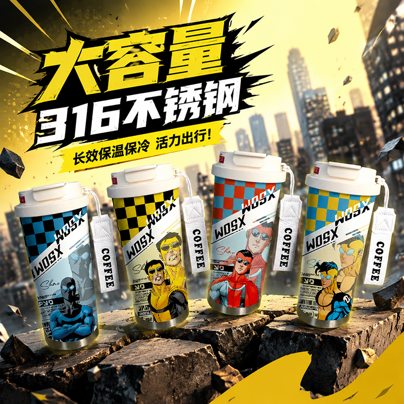 无敌少侠周边大容量不锈钢保温杯