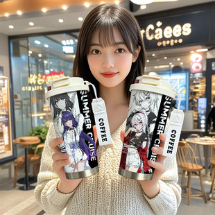 崩坏3周边保温杯雷电芽衣琪亚娜二次元大容量儿童学生吸管水杯子
